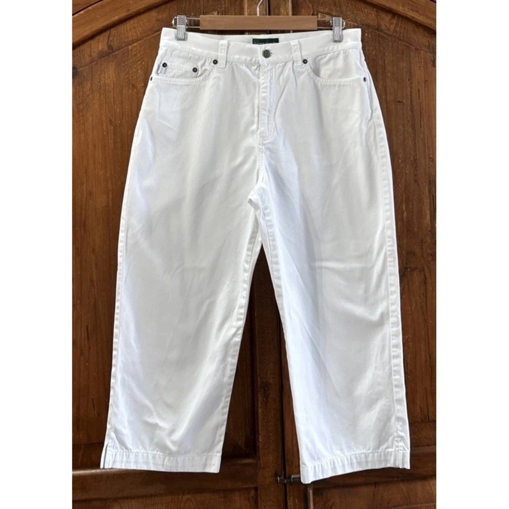 Vintage Lauren Ralph Lauren Jeans Women's Sz 10 White Crop Straight-Leg